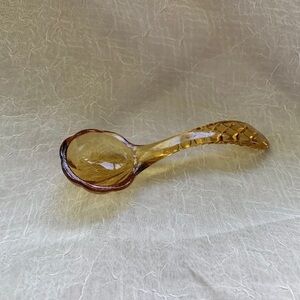 Vintage 1940’s Kemple Wheaton Glass Amber Lacy Dewdrop Pattern  Serving Spoon